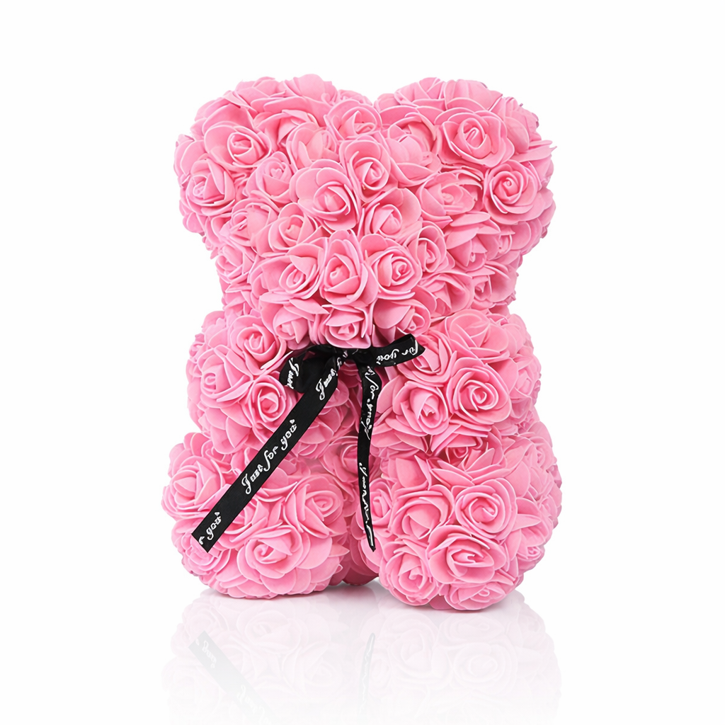 Rosnalle – Handgjord nalle av rosor 25 cm (Perfekt present)